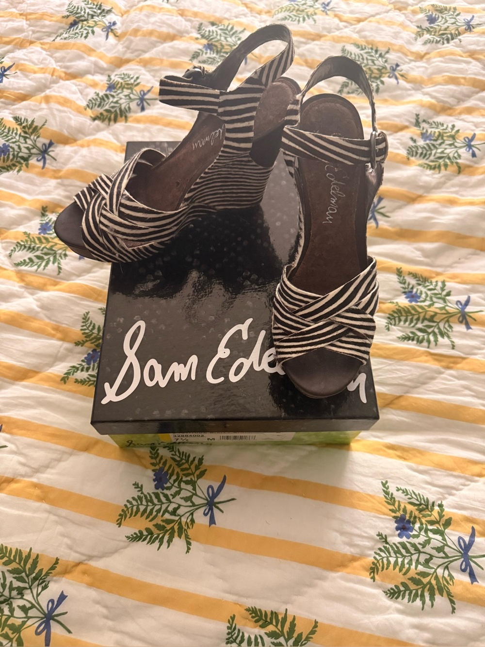 Sam Edelman Katrice Zebra Haircalf Wedge Sandals Women’s 7.5 M
